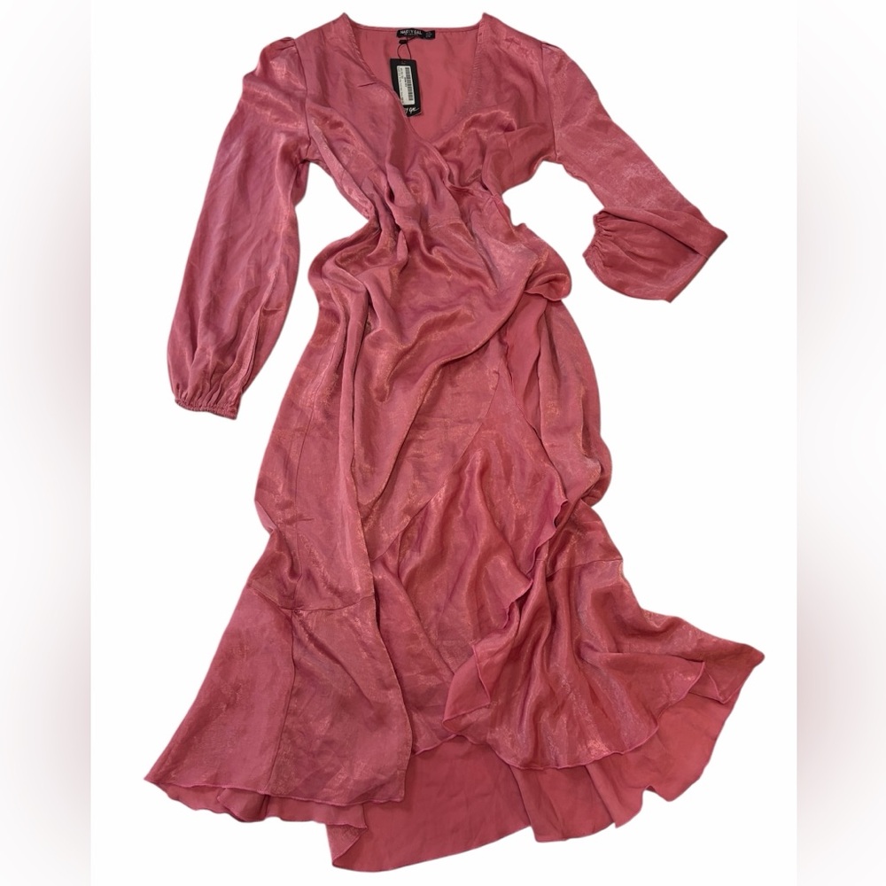 Nasty Gal Rose Pink Midi Wrap Dress